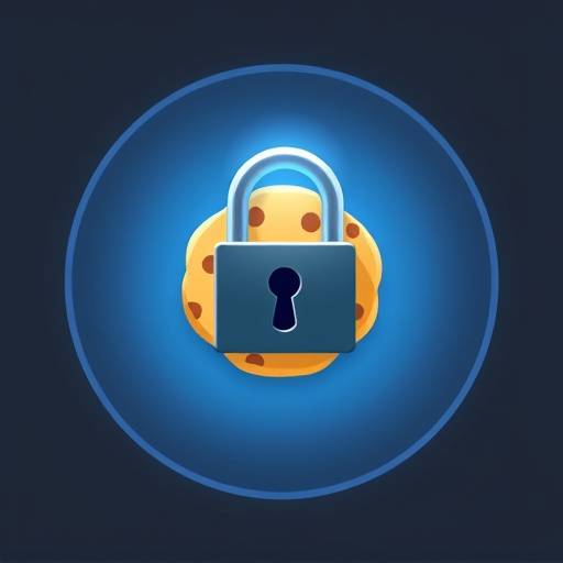 Stylized icon of a cookie with a padlock overlay, symbolizing data privacy and security